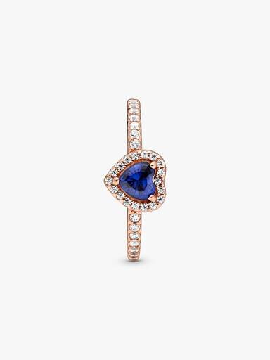 Funkelnder blauer Ring mit erhabenem Herz – 14 Karat Roségold-Beschichtung Funkelnder blauer Ring mit erhabenem Herz – 14 Karat Roségold-Beschichtung