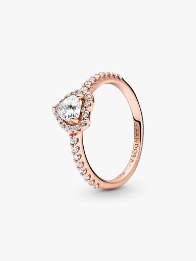 Funkelnder blauer Ring mit erhabenem Herz – 14 Karat Roségold-Beschichtung Funkelnder blauer Ring mit erhabenem Herz – 14 Karat Roségold-Beschichtung