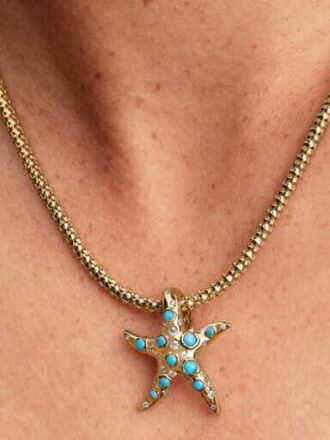 Funkelnder blauer Seestern-Dangle Charm – 14-karätige Vergoldung