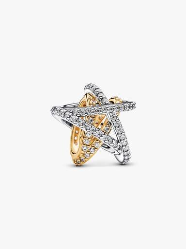 Funkelnder Crossover-Stern-Charm – Sterlingsilber, 14-karätige Vergoldung Funkelnder Crossover-Stern-Charm – Sterlingsilber, 14-karätige Vergoldung