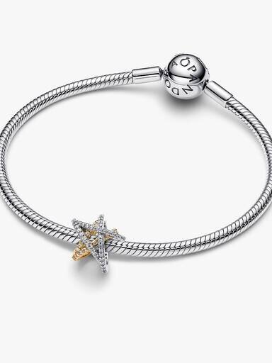 Funkelnder Crossover-Stern-Charm – Sterlingsilber, 14-karätige Vergoldung Funkelnder Crossover-Stern-Charm – Sterlingsilber, 14-karätige Vergoldung
