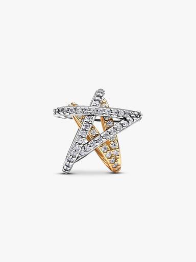 Funkelnder Crossover-Stern-Charm – Sterlingsilber, 14-karätige Vergoldung Funkelnder Crossover-Stern-Charm – Sterlingsilber, 14-karätige Vergoldung