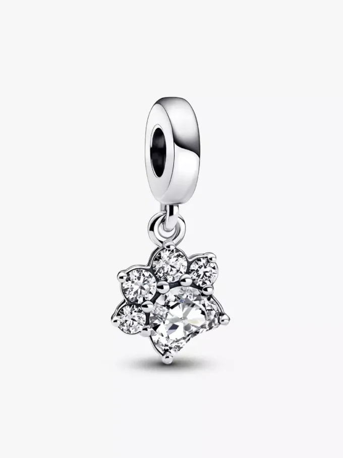 Funkelnder Dangle Charm mit Tierpfotenabdruck aus Sterlingsilber Funkelnder Dangle Charm mit Tierpfotenabdruck aus Sterlingsilber