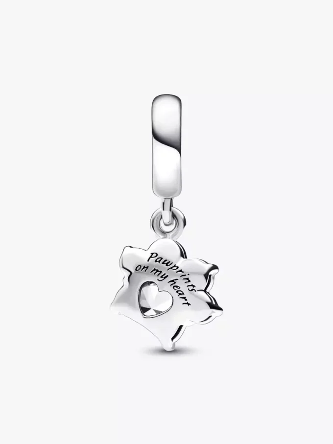 Funkelnder Dangle Charm mit Tierpfotenabdruck aus Sterlingsilber Funkelnder Dangle Charm mit Tierpfotenabdruck aus Sterlingsilber