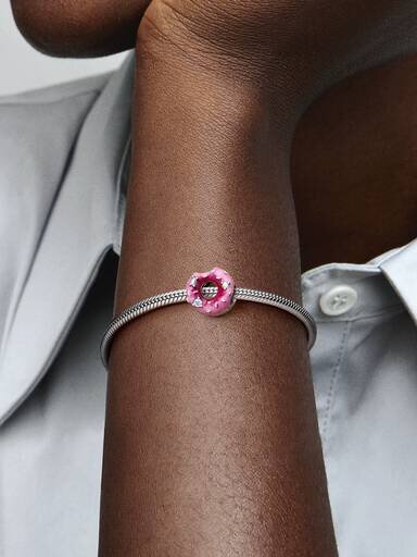 Funkelnder Donut-Charm mit Streuseln – Sterlingsilber Funkelnder Donut-Charm mit Streuseln – Sterlingsilber