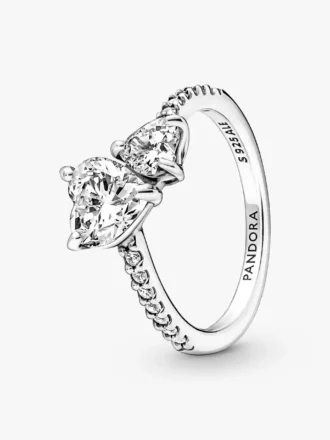Funkelnder Doppelherz-Ring aus Sterlingsilber