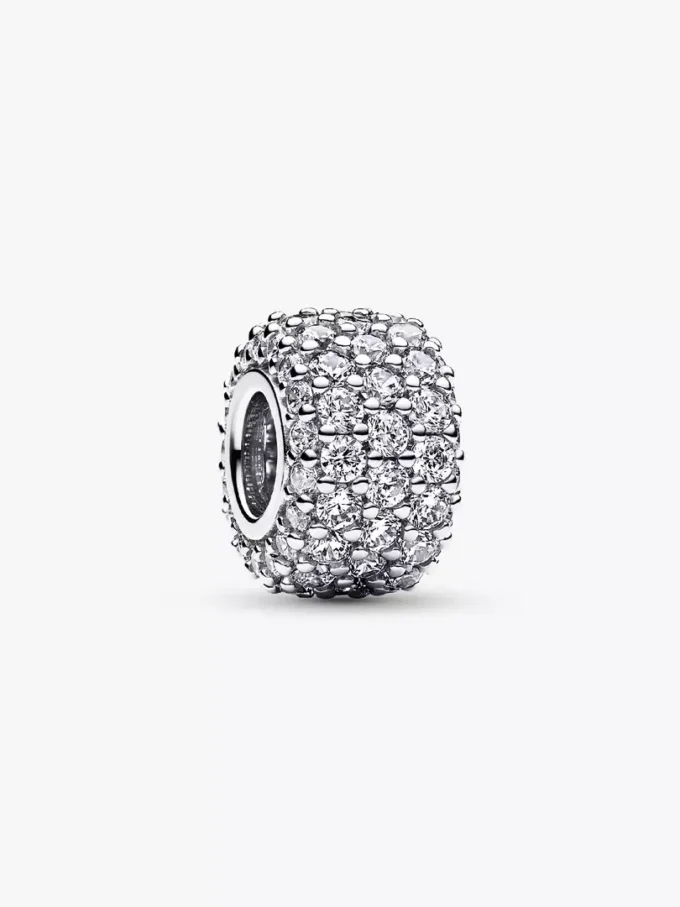 Funkelnder dreireihiger Charm aus Sterlingsilber Funkelnder dreireihiger Charm aus Sterlingsilber