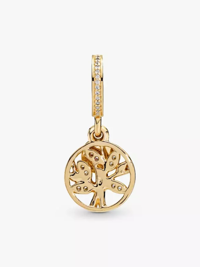 Funkelnder Familienbaum-Dangle Charm, 14-karätig vergoldet Funkelnder Familienbaum-Dangle Charm, 14-karätig vergoldet