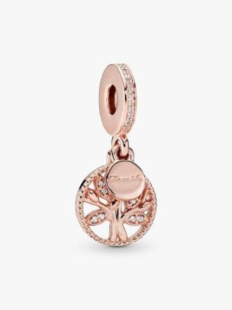 Funkelnder Family Tree Dangle Charm – 14 Karat Roségold-Beschichtung
