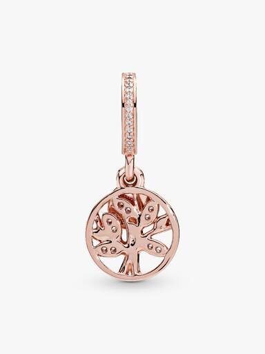 Funkelnder Family Tree Dangle Charm – 14 Karat Roségold-Beschichtung Funkelnder Family Tree Dangle Charm – 14 Karat Roségold-Beschichtung