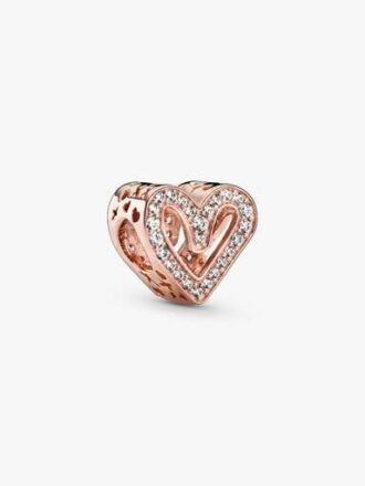 Funkelnder Freehand Heart Charm – 14 Karat Roségold-Beschichtung