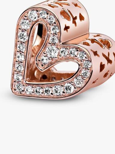 Funkelnder Freehand Heart Charm – 14 Karat Roségold-Beschichtung Funkelnder Freehand Heart Charm – 14 Karat Roségold-Beschichtung