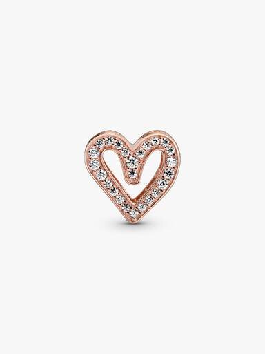 Funkelnder Freehand Heart Charm – 14 Karat Roségold-Beschichtung Funkelnder Freehand Heart Charm – 14 Karat Roségold-Beschichtung