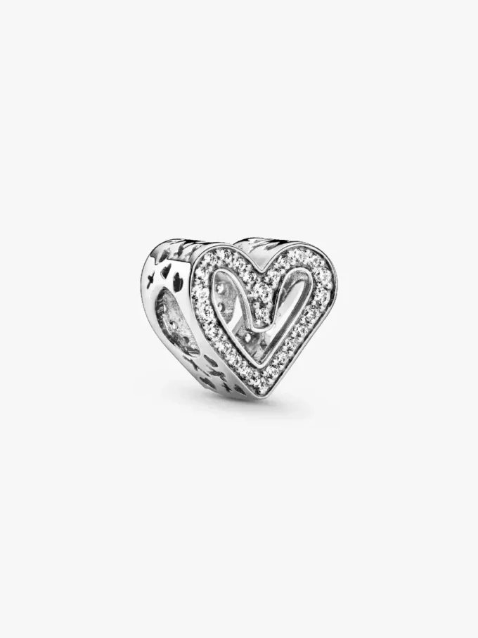 Funkelnder Freehand-Herz-Charm aus Sterlingsilber