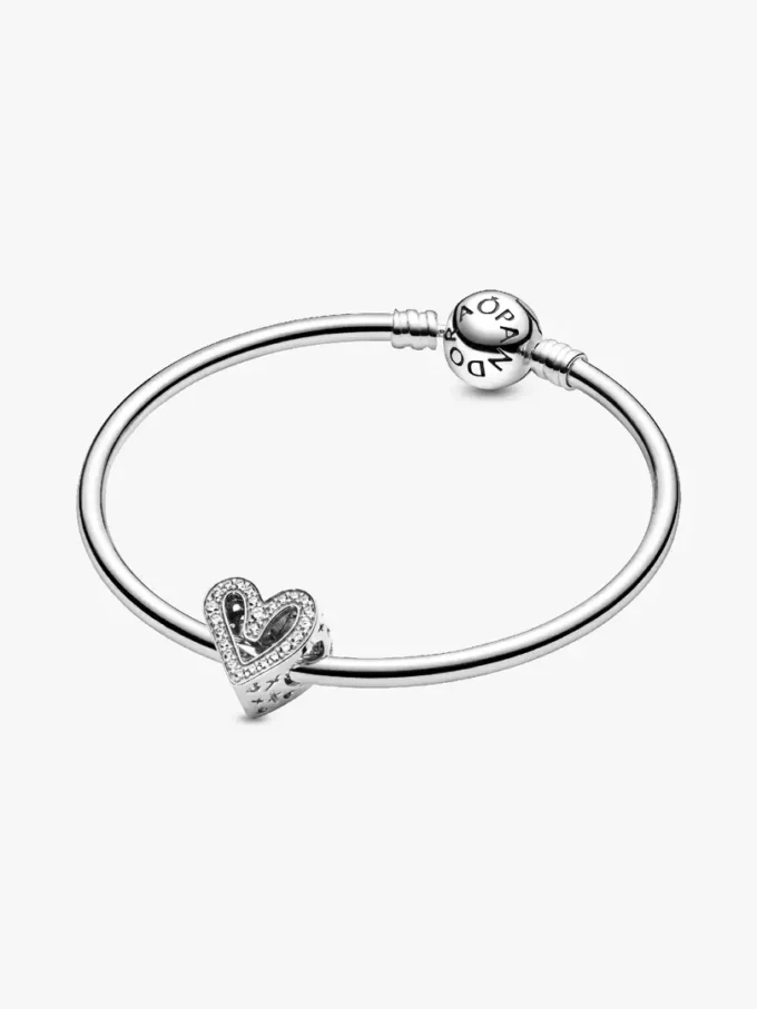Funkelnder Freehand-Herz-Charm aus Sterlingsilber
