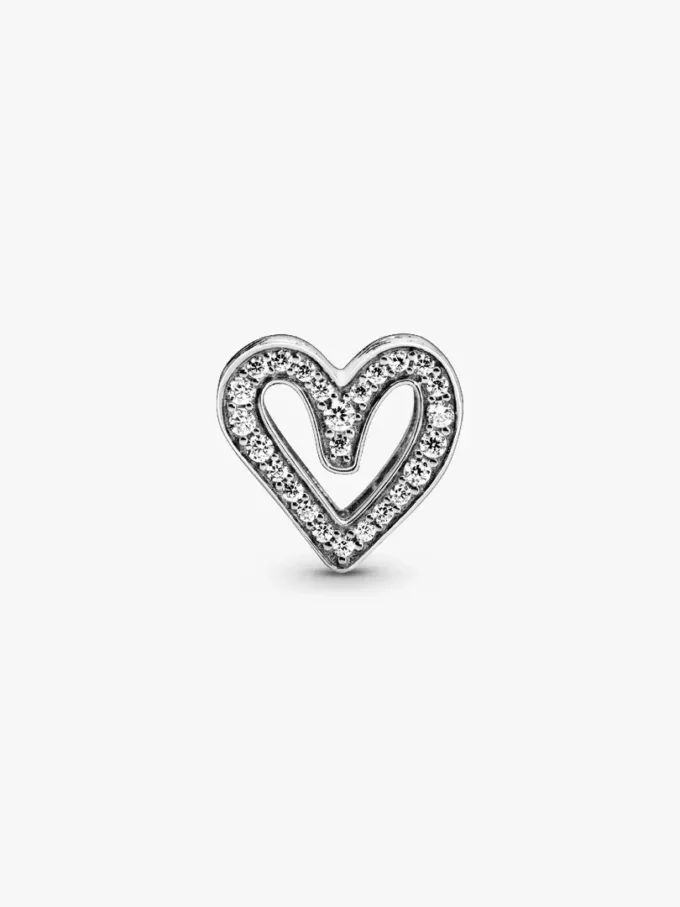 Funkelnder Freehand-Herz-Charm aus Sterlingsilber