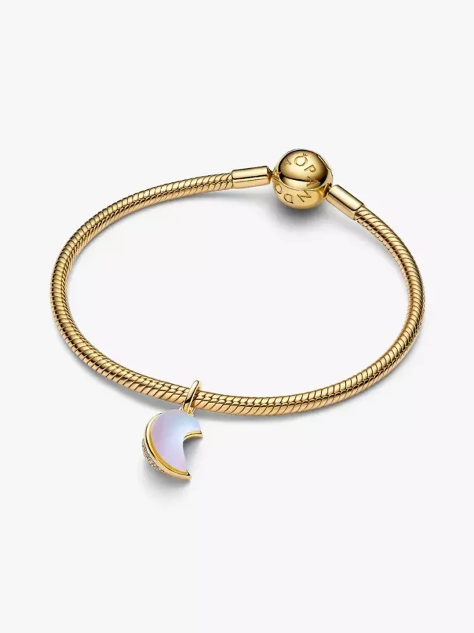 Funkelnder Halbmond-Dangle Charm, 14 Karat vergoldet Funkelnder Halbmond-Dangle Charm, 14 Karat vergoldet
