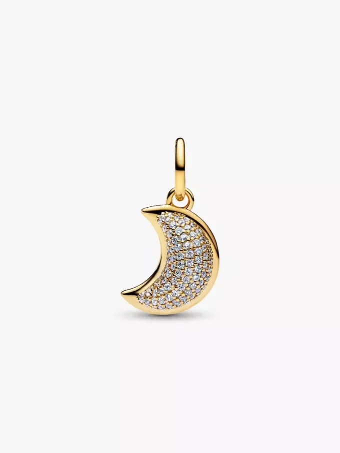Funkelnder Halbmond-Dangle Charm, 14 Karat vergoldet Funkelnder Halbmond-Dangle Charm, 14 Karat vergoldet