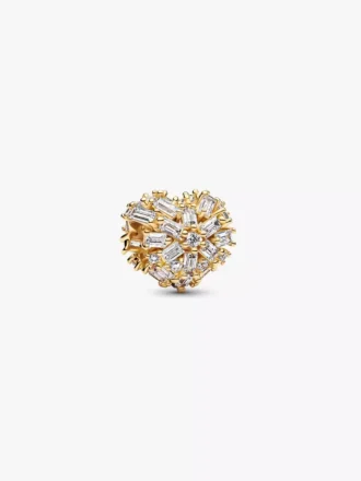 Funkelnder Herz-Charm, 14 Karat vergoldet