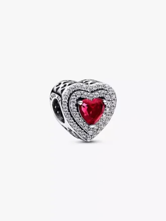 Funkelnder Herz-Charm in Stufenoptik aus Sterlingsilber