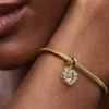 Funkelnder Herz-Dangle Charm aus Sterlingsilber, 14-karätig vergoldet