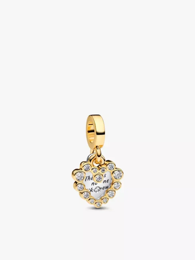 Funkelnder Herz-Dangle Charm aus Sterlingsilber, 14-karätig vergoldet