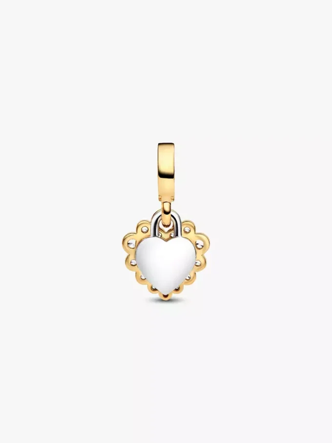 Funkelnder Herz-Dangle Charm aus Sterlingsilber, 14-karätig vergoldet