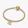 Funkelnder Herz-Dangle Charm aus Sterlingsilber, 14-karätig vergoldet