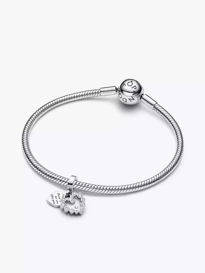 Funkelnder Herz-Dangle Charm aus Sterlingsilber Funkelnder Herz-Dangle Charm aus Sterlingsilber