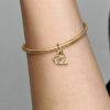 Funkelnder Herz- und Stammbaum-Dangle Charm – 14 Karat Gold