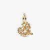 Funkelnder Herz- und Stammbaum-Dangle Charm – 14 Karat Gold