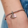 Funkelnder Infinity-Herz-Dangle Charm aus Sterlingsilber, 14 Karat Roségold-Beschichtung