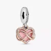 Funkelnder Infinity-Herz-Dangle Charm aus Sterlingsilber, 14 Karat Roségold-Beschichtung