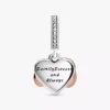 Funkelnder Infinity-Herz-Dangle Charm aus Sterlingsilber, 14 Karat Roségold-Beschichtung