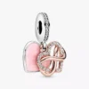Funkelnder Infinity-Herz-Dangle Charm aus Sterlingsilber, 14 Karat Roségold-Beschichtung