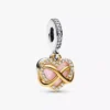 Funkelnder Infinity-Herz-Dangle Charm aus Sterlingsilber, 14-karätig vergoldet Funkelnder Infinity-Herz-Dangle Charm aus Sterlingsilber, 14-karätig vergoldet