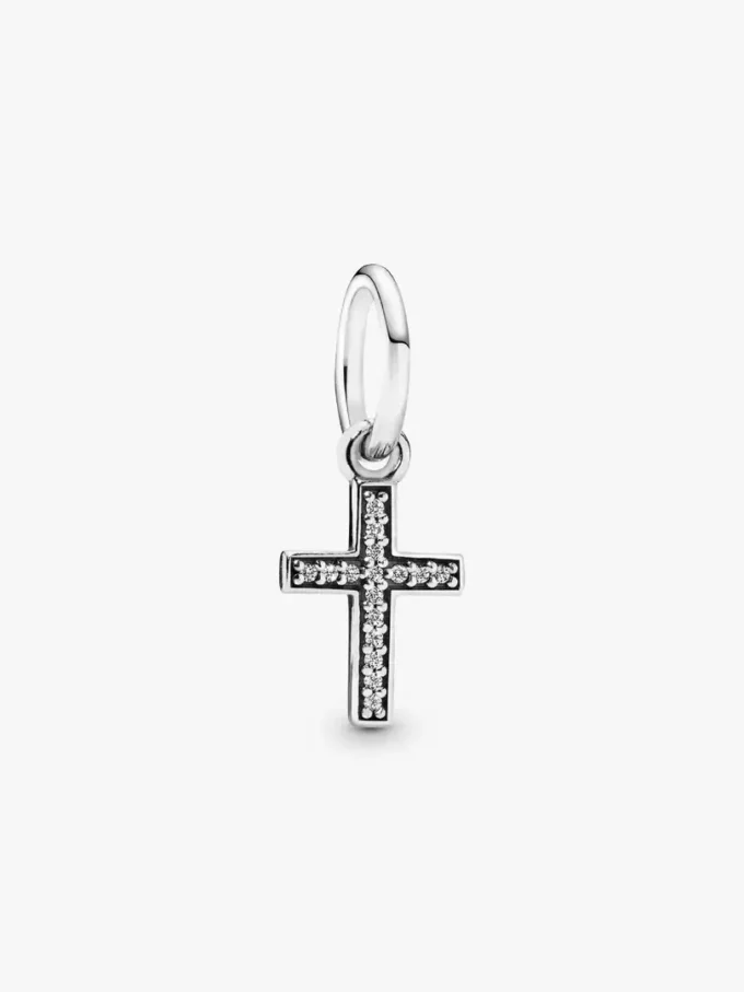 Funkelnder Kreuz-Dangle Charm aus Sterlingsilber Funkelnder Kreuz-Dangle Charm aus Sterlingsilber