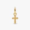 Funkelnder Mini-Kreuz-Dangle Charm – 14-karätige Vergoldung