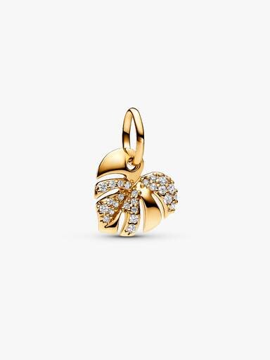 Funkelnder Monstera-Blatt-Dangle Charm – 14 Karat vergoldet Funkelnder Monstera-Blatt-Dangle Charm – 14 Karat vergoldet