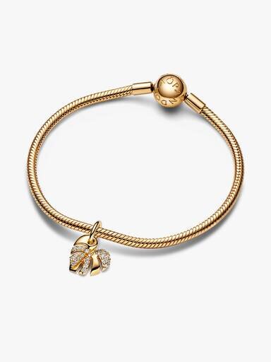 Funkelnder Monstera-Blatt-Dangle Charm – 14 Karat vergoldet Funkelnder Monstera-Blatt-Dangle Charm – 14 Karat vergoldet