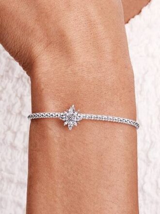 Funkelnder Nordstern-Charm – Sterlingsilber