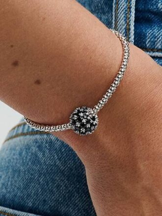Funkelnder Pavé-Charm, rund, blau – Sterlingsilber Funkelnder Pavé-Charm, rund, blau – Sterlingsilber