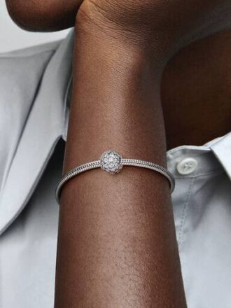 Funkelnder Pavé-Charm, rund – Sterlingsilber