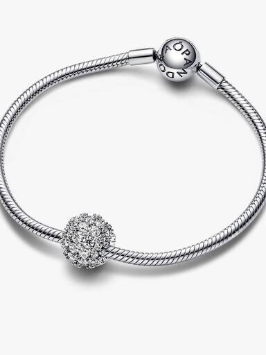Funkelnder Pavé-Charm, rund – Sterlingsilber Funkelnder Pavé-Charm, rund – Sterlingsilber
