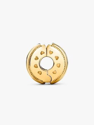Funkelnder Pavé Lines & Logo Clip Charm – 14-karätige Vergoldung