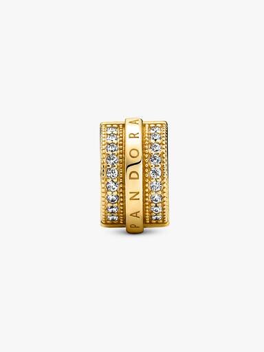 Funkelnder Pavé Lines & Logo Clip Charm – 14-karätige Vergoldung Funkelnder Pavé Lines & Logo Clip Charm – 14-karätige Vergoldung