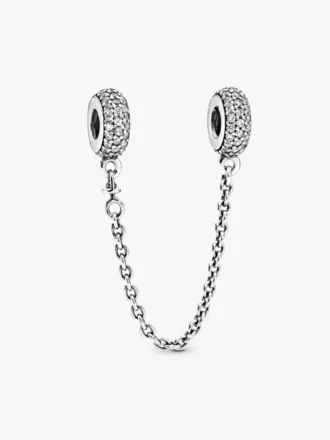 Funkelnder Pavé-Safety Chain-Charm aus Sterlingsilber