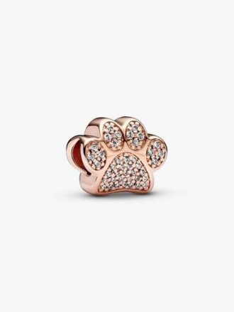 Funkelnder Pfotenabdruck-Charm – 14 Karat Roségold-Beschichtung