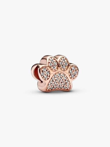 Funkelnder Pfotenabdruck-Charm – 14 Karat Roségold-Beschichtung Funkelnder Pfotenabdruck-Charm – 14 Karat Roségold-Beschichtung