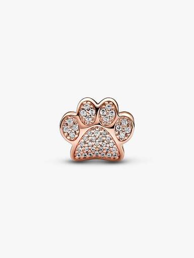 Funkelnder Pfotenabdruck-Charm – 14 Karat Roségold-Beschichtung Funkelnder Pfotenabdruck-Charm – 14 Karat Roségold-Beschichtung